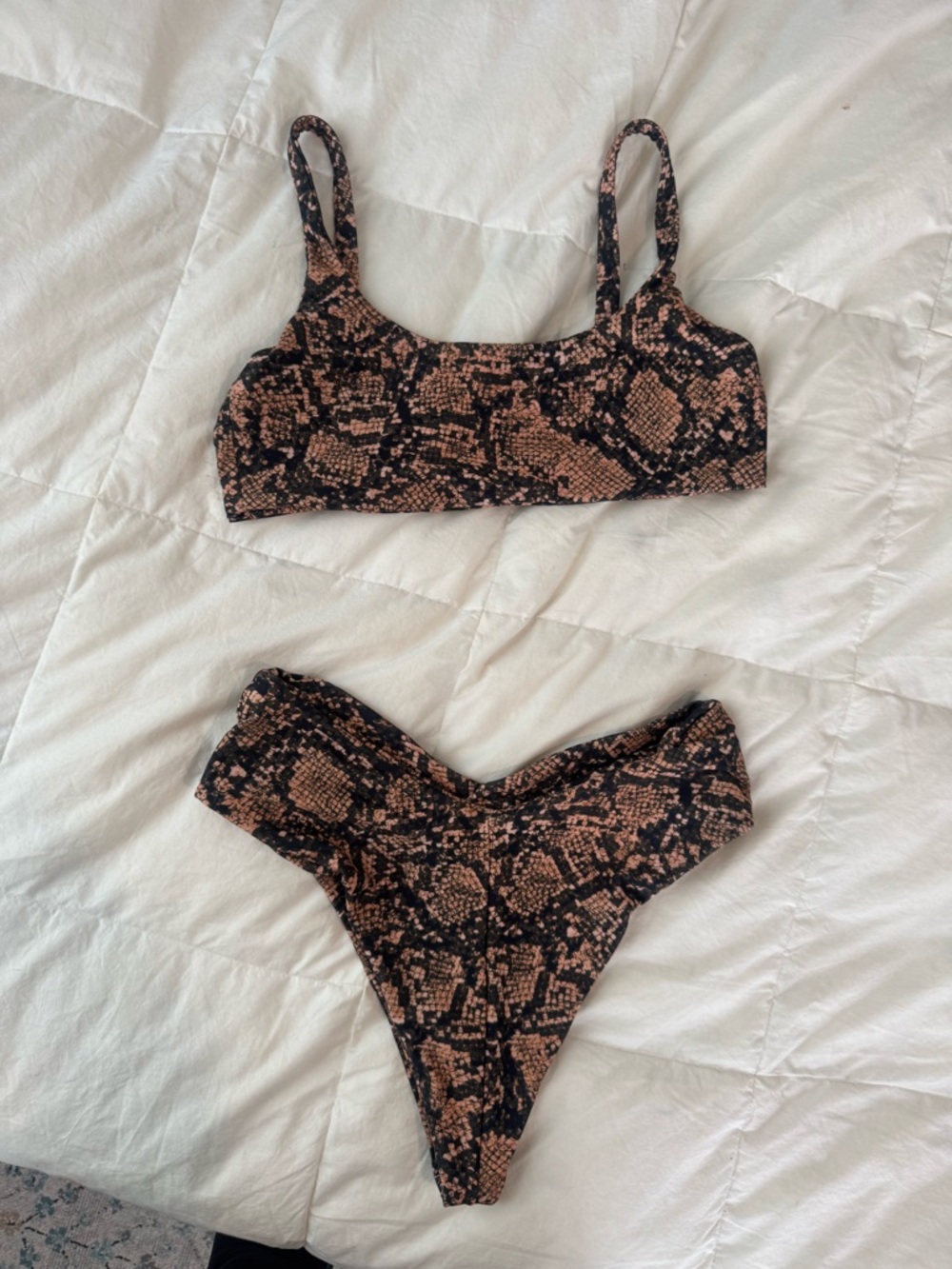 Women's SKATIE SWIMWEAR Snake-Print Bikini Set in Brown